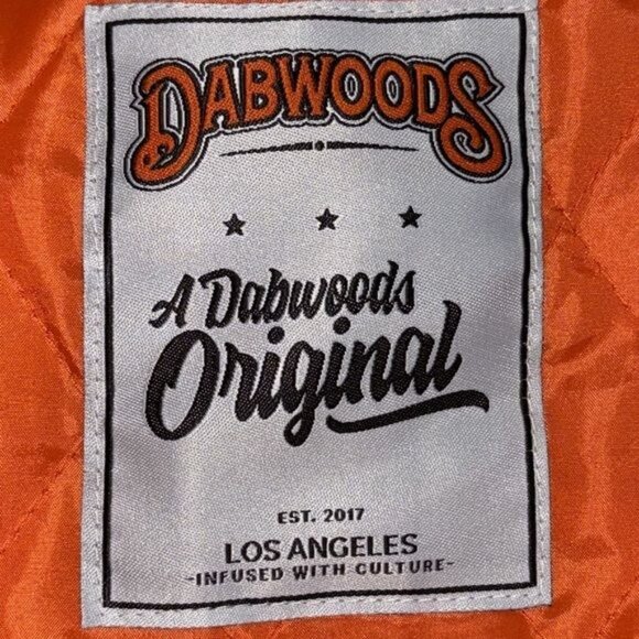 Dabwoods Orange Satin Bomber Jacket With Striped Ribbed Trim & Snap Buttons - Picture 3 of 12